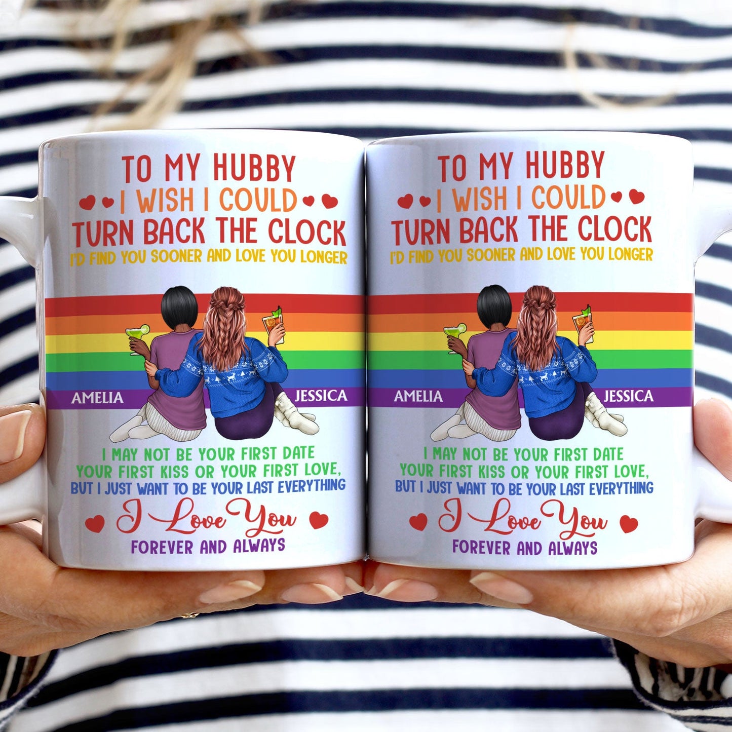I Wish I Could Turn Back The Clock - Anniversary, Loving Gift For Pride Couples, Husband, Wife - Personalized White Edge-to-Edge Mug