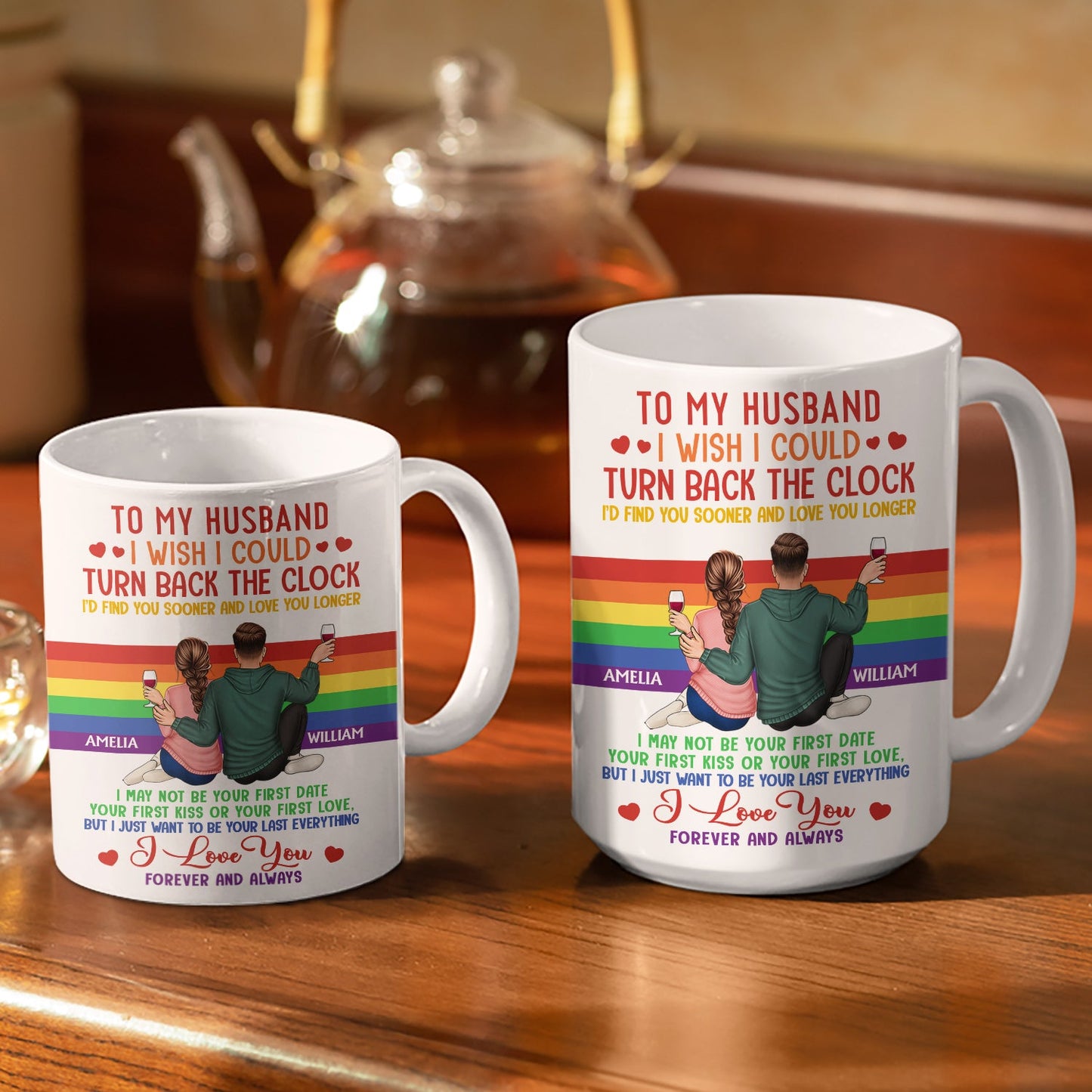 I Wish I Could Turn Back The Clock - Anniversary, Loving Gift For Pride Couples, Husband, Wife - Personalized White Edge-to-Edge Mug