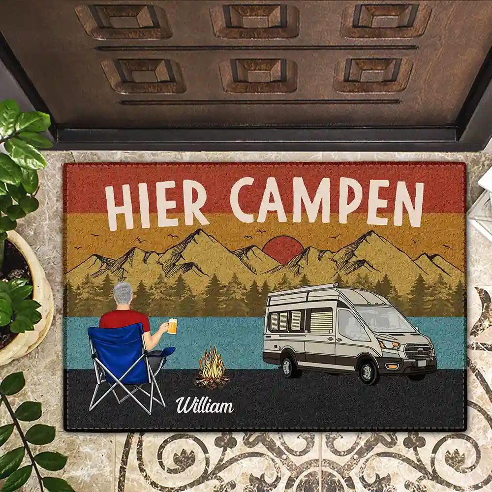 Hier Campen Retro - Personalized Doormat