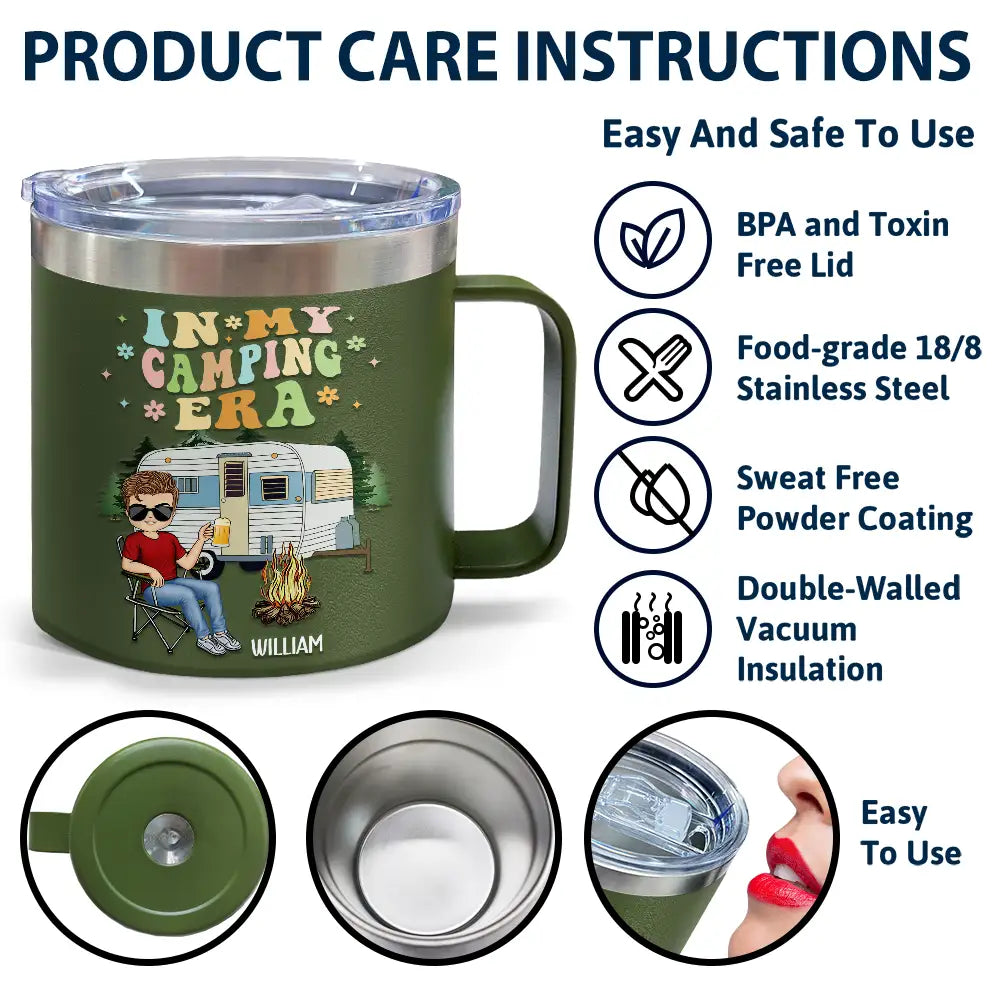 In My Camping Era - Personalized 14oz Stainless Steel Tumbler With Handle