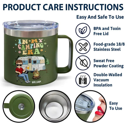 In My Camping Era - Personalized 14oz Stainless Steel Tumbler With Handle