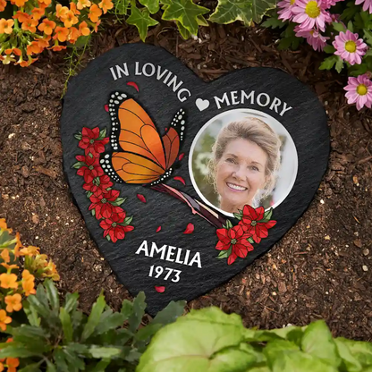 Custom Photo I'm Always With You Memorial Heart - Personalized Heart Memorial Garden Stone