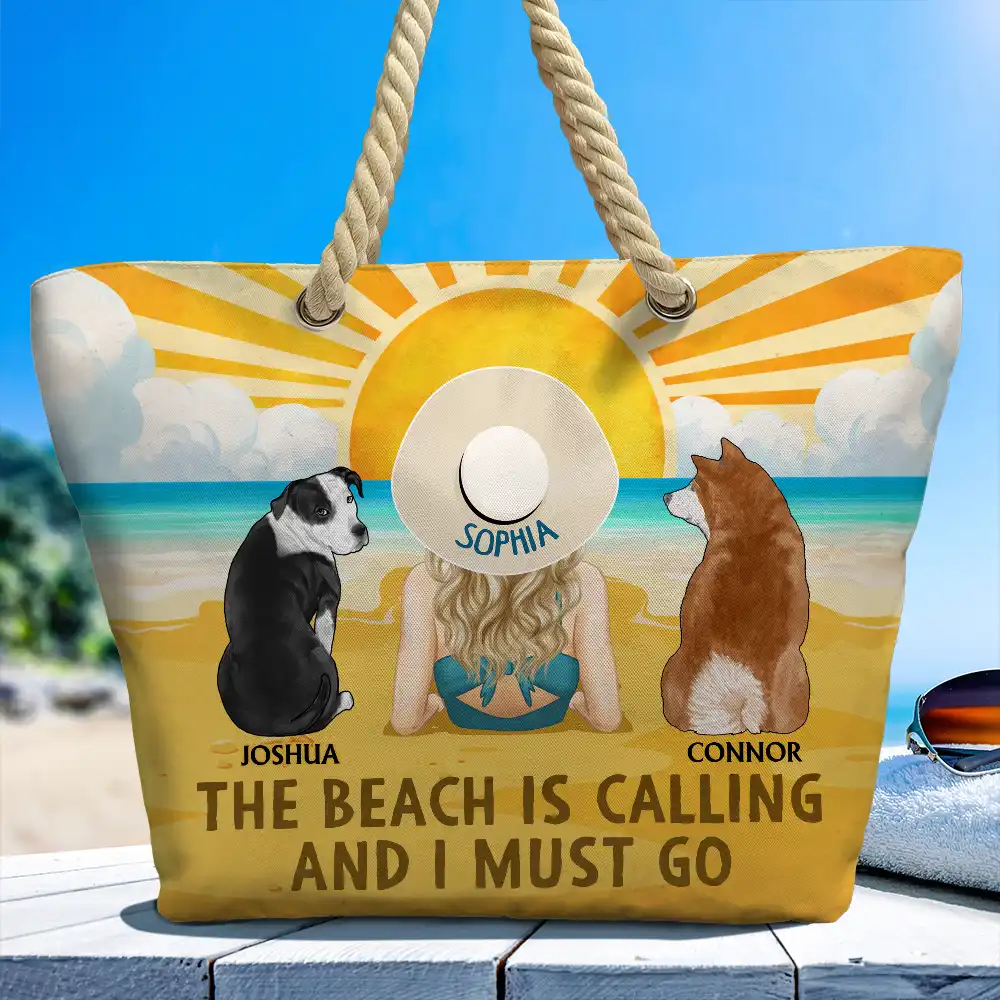 The Beach Is Calling And I Must Go Dog Cat - Personalized Beach Bag