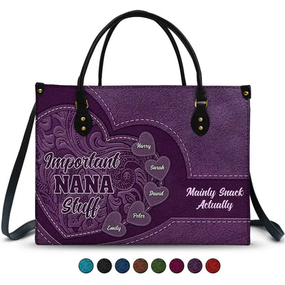 Important Nana Stuff - Personalized Leather Bag