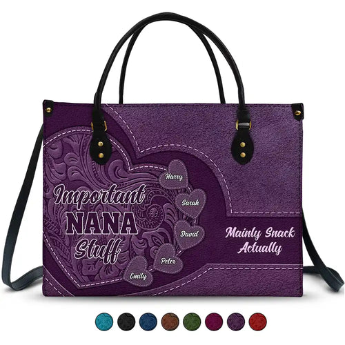 Important Nana Stuff - Personalized Leather Bag