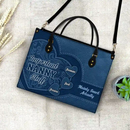 Important Nana Stuff - Personalized Leather Bag