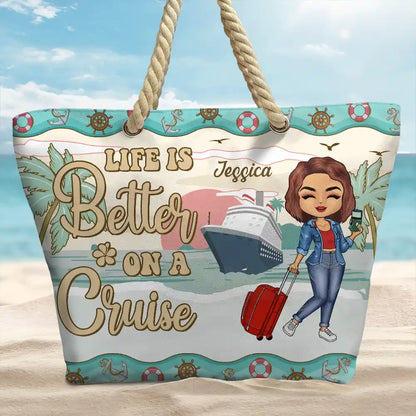 Just A Girl Who Loves Cruising - Personalized Beach Bag