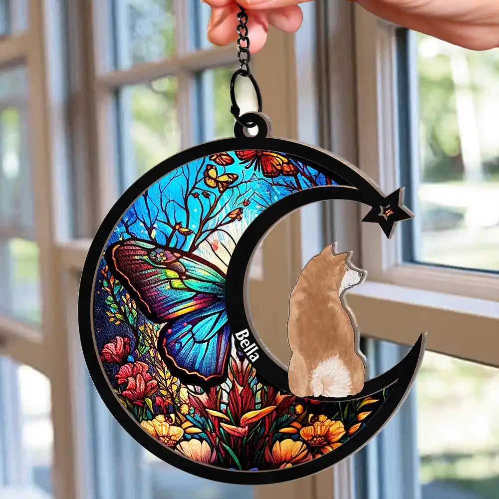 In Loving Memory Dog Cat Memorial - Personalized Window Hanging Suncatcher Ornament