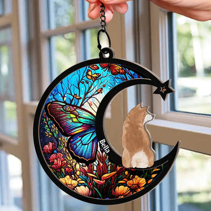 In Loving Memory Dog Cat Memorial - Personalized Window Hanging Suncatcher Ornament