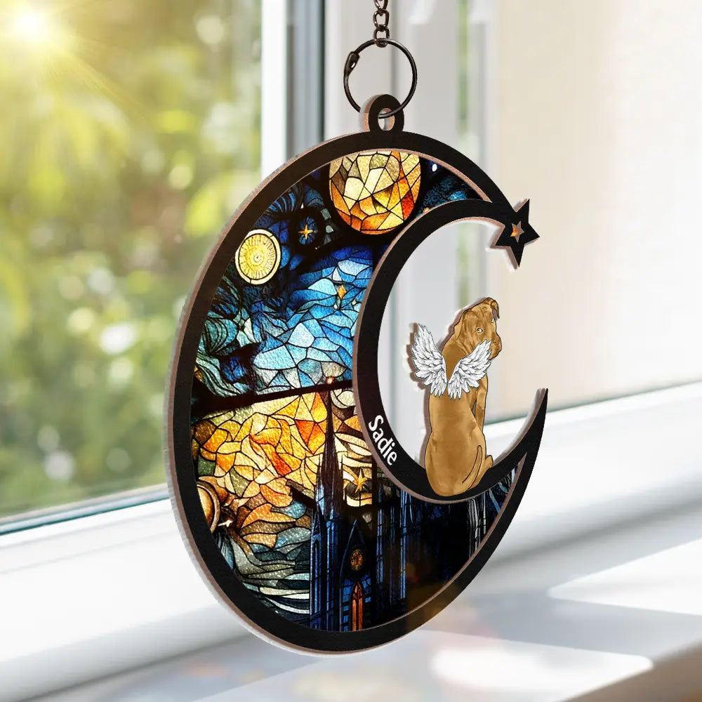 In Loving Memory Dog Cat Memorial - Personalized Window Hanging Suncatcher Ornament