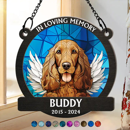 In Loving Memory Memorial Dog Cat Stained Glass - Personalized Window Hanging Suncatcher Ornament