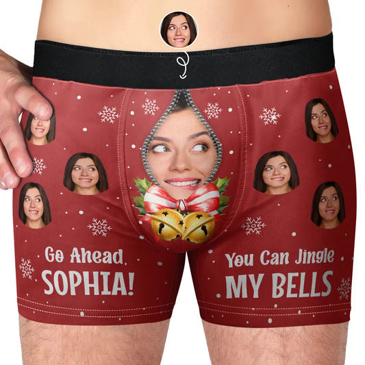 Custom Photo You Can Jingle My Bell - Personalized Men's Boxer Briefs