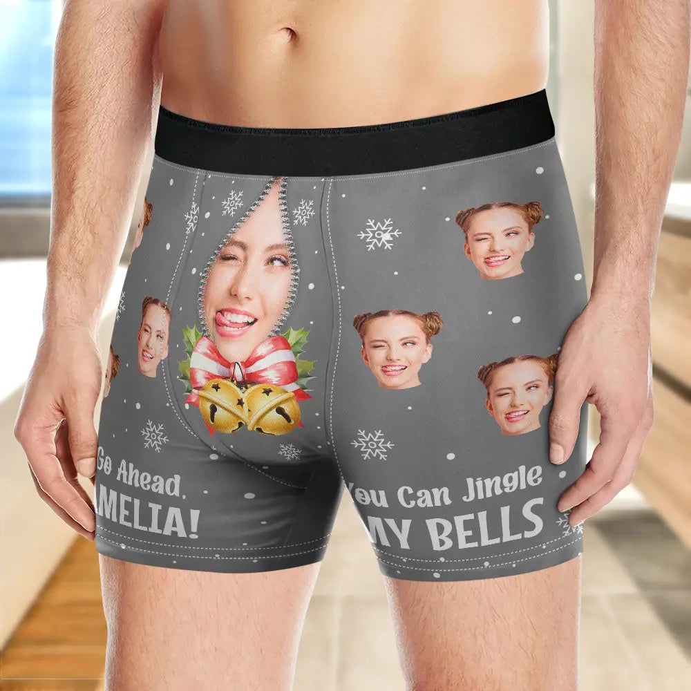 Custom Photo You Can Jingle My Bell - Personalized Men's Boxer Briefs