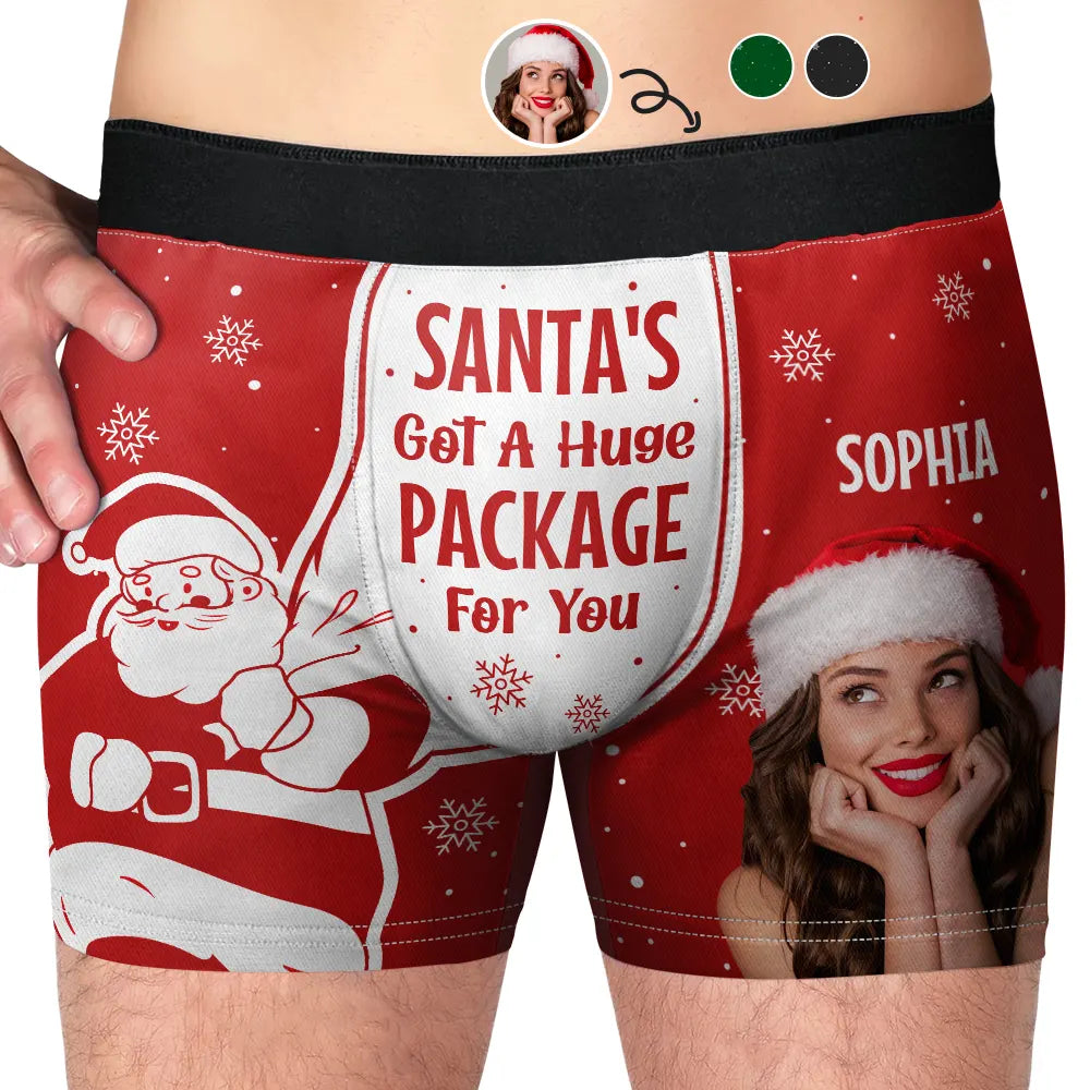 Custom Photo Santa's Got A Huge Package For You - Personalized Men's Boxer Briefs