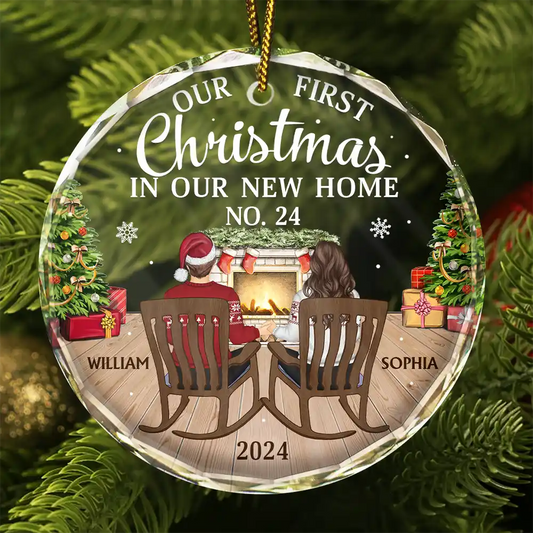 First Christmas In New Home Family Couples - Personalized Circle Acrylic Ornament