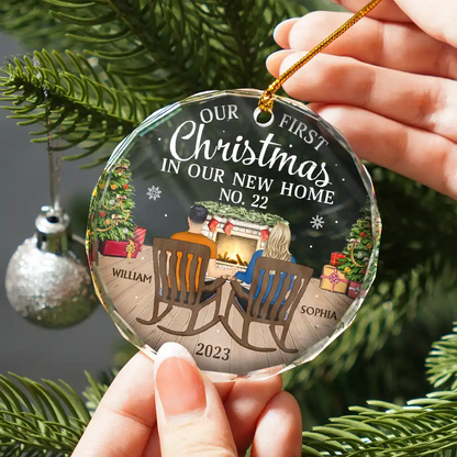 First Christmas In New Home Family Couples - Personalized Circle Acrylic Ornament