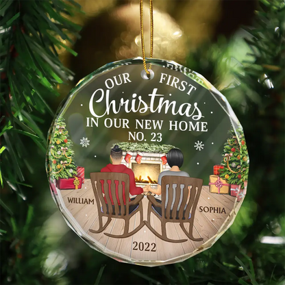 First Christmas In New Home Family Couples - Personalized Circle Acrylic Ornament