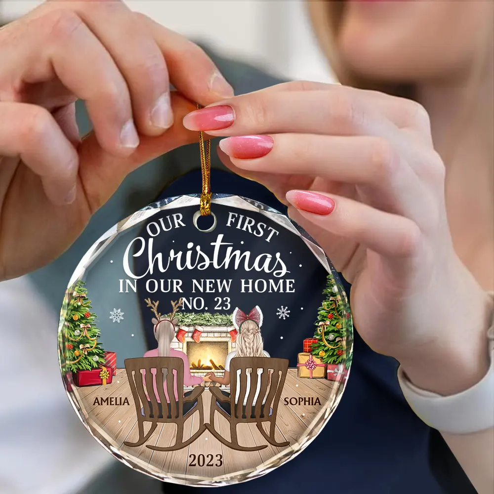 First Christmas In New Home Family Couples - Personalized Circle Acrylic Ornament