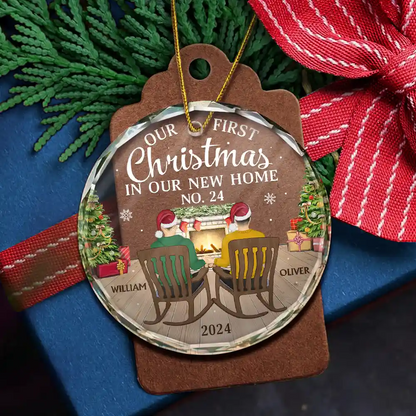 First Christmas In New Home Family Couples - Personalized Circle Acrylic Ornament