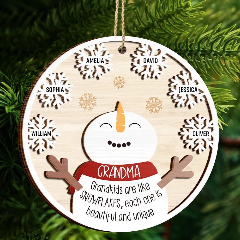 Grandkids Are Like Snowflakes Beautiful And Unique - Personalized 2-Layered Wooden Ornament