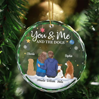 You & Me & The Dog Christmas Couple - Personalized Circle Acrylic Ornament