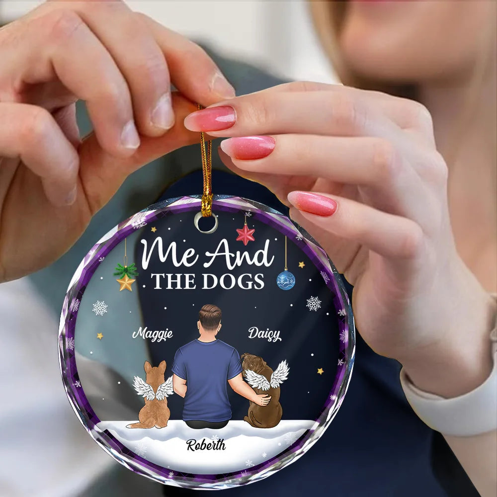 You & Me & The Dog Christmas Couple - Personalized Circle Acrylic Ornament