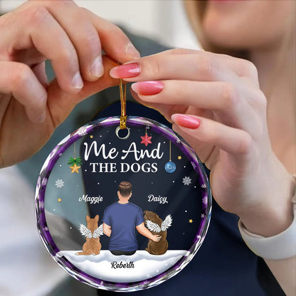 You & Me & The Dog Christmas Couple - Personalized Circle Acrylic Ornament