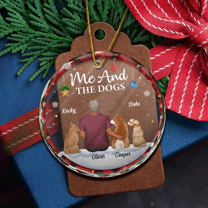 You & Me & The Dog Christmas Couple - Personalized Circle Acrylic Ornament