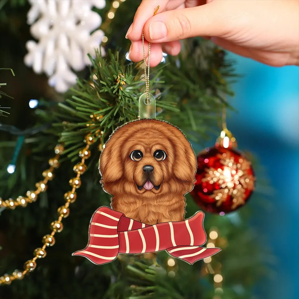 Christmas Scarf Dog Cat - Personalized Cutout Acrylic Ornament