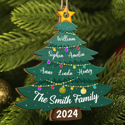 Christmas Tree Family - Personalized Custom Shaped Wooden Ornament