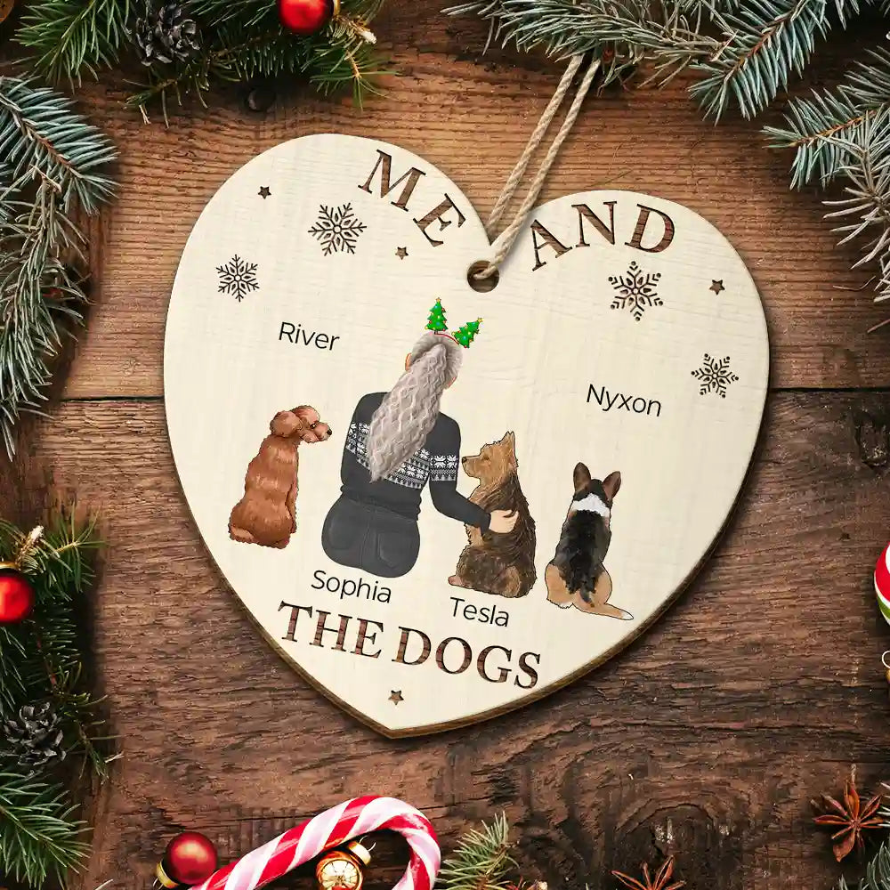 You & Me & The Dog Christmas Loving Couple - Personalized Custom Shaped Wooden Ornament