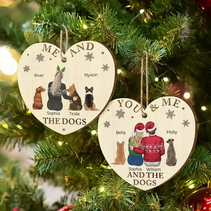 You & Me & The Dog Christmas Loving Couple - Personalized Custom Shaped Wooden Ornament