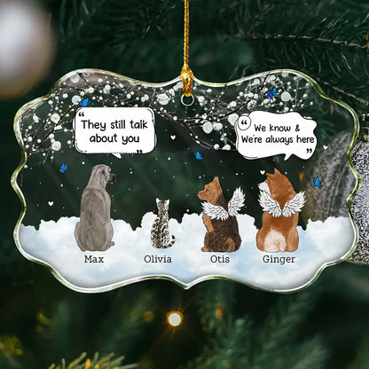 They Still Talk About You Memorial Dog Cat - Personalized Medallion Glass Ornament