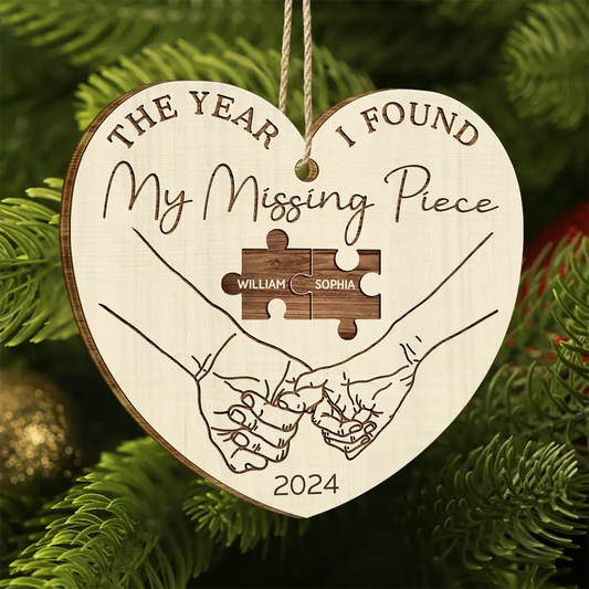 The Year I Found My Missing Piece Couples - Personalized Custom Shaped Wooden Ornament