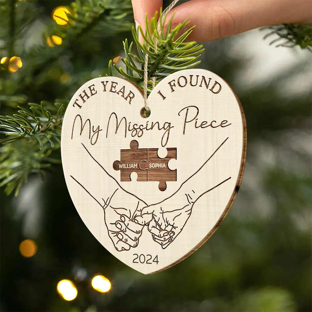 The Year I Found My Missing Piece Couples - Personalized Custom Shaped Wooden Ornament