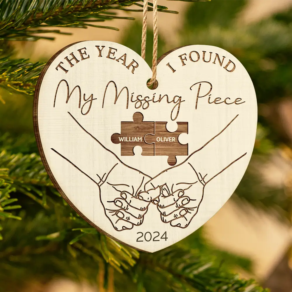 The Year I Found My Missing Piece Couples - Personalized Custom Shaped Wooden Ornament