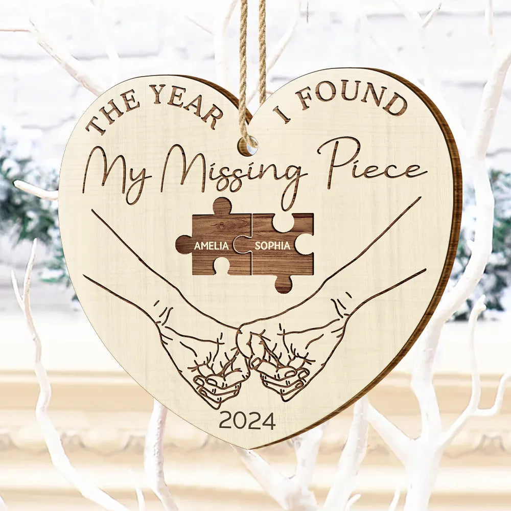 The Year I Found My Missing Piece Couples - Personalized Custom Shaped Wooden Ornament