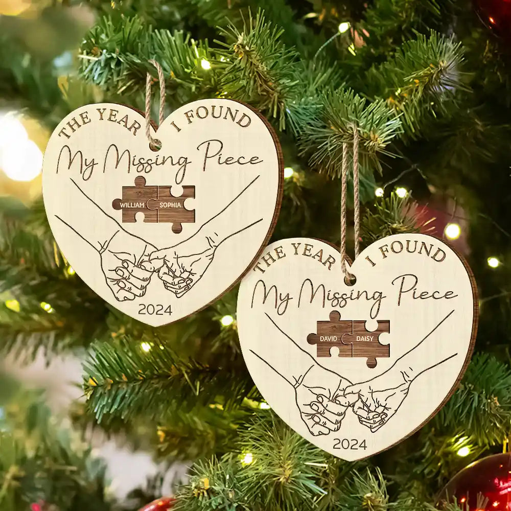 The Year I Found My Missing Piece Couples - Personalized Custom Shaped Wooden Ornament