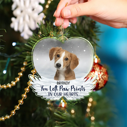 Custom Photo Pet Face Forever In Our Hearts Dog Cat Family - Personalized Custom Shaped Acrylic Ornament