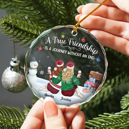 A Journey Without An End Christmas Bestie - Personalized Circle Acrylic Ornament