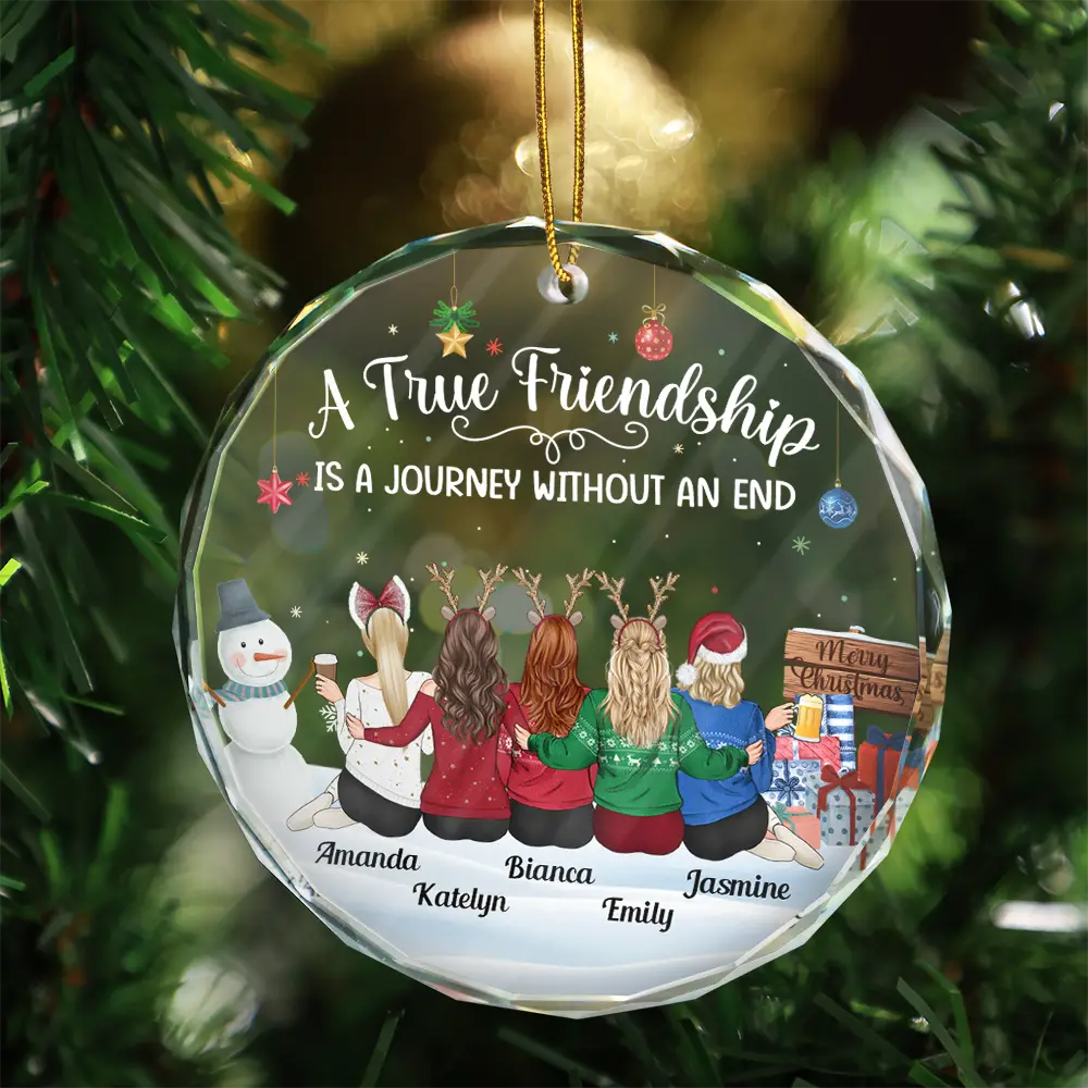 A Journey Without An End Christmas Bestie - Personalized Circle Glass Ornament