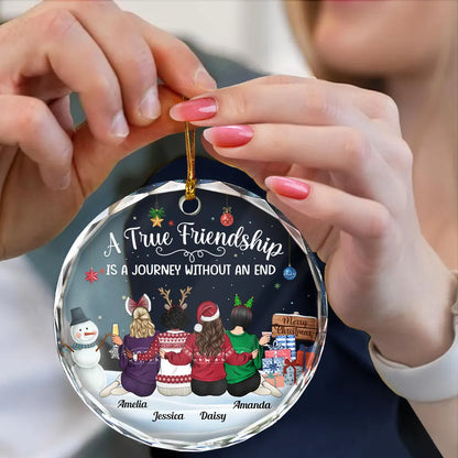 A Journey Without An End Christmas Bestie - Personalized Circle Acrylic Ornament