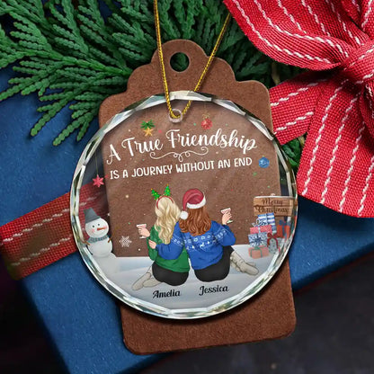 A Journey Without An End Christmas Bestie - Personalized Circle Acrylic Ornament