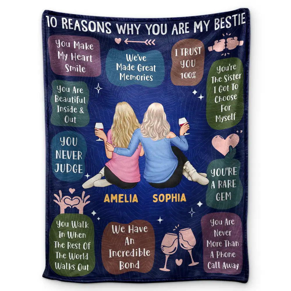 10 Reasons Why You Are My Bestie Backside - Personalized Fleece Blanket