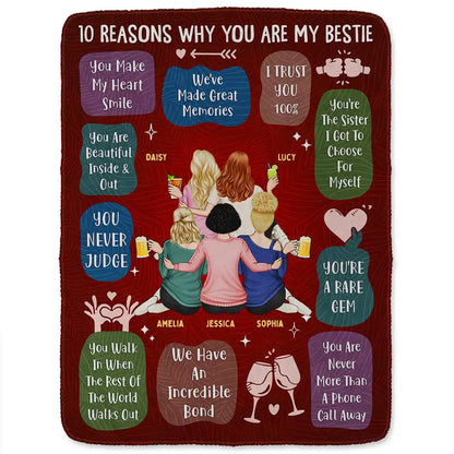 10 Reasons Why You Are My Bestie Backside - Personalized Fleece Blanket