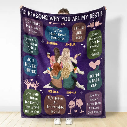 10 Reasons Why You Are My Bestie Backside - Personalized Fleece Blanket