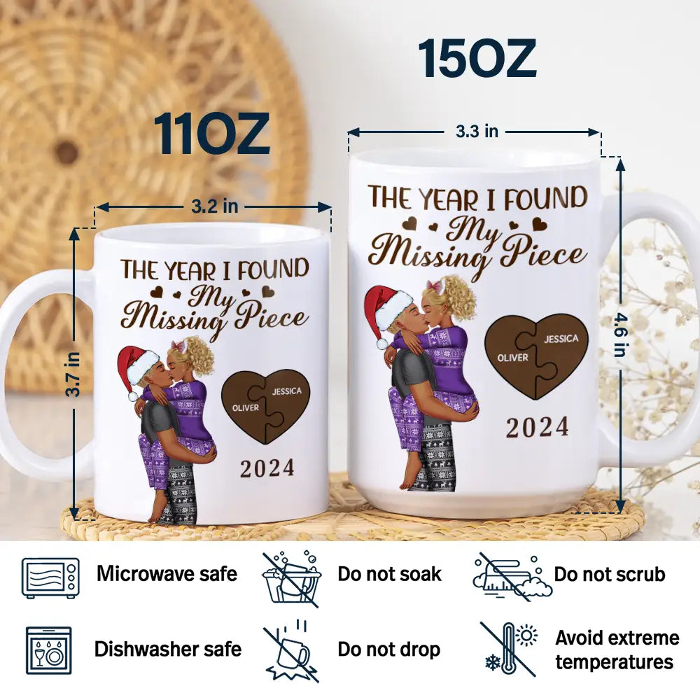 The Year I Found My Missing Piece Kissing Couples - Personalized White Edge-to-Edge Mug