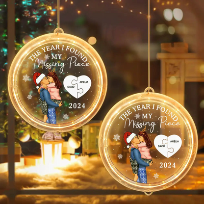 The Year I Found My Missing Piece Kissing Couples - Personalized LED Pendant Light