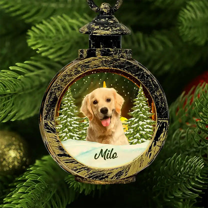 Custom Photo Pet Face Dog Cat Memorial - Personalized Candlelight Lantern Ornament