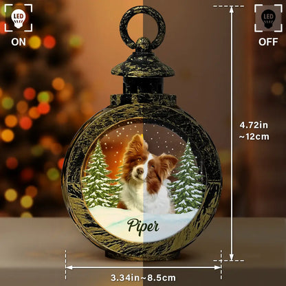 Custom Photo Pet Face Dog Cat Memorial - Personalized Candlelight Lantern Ornament